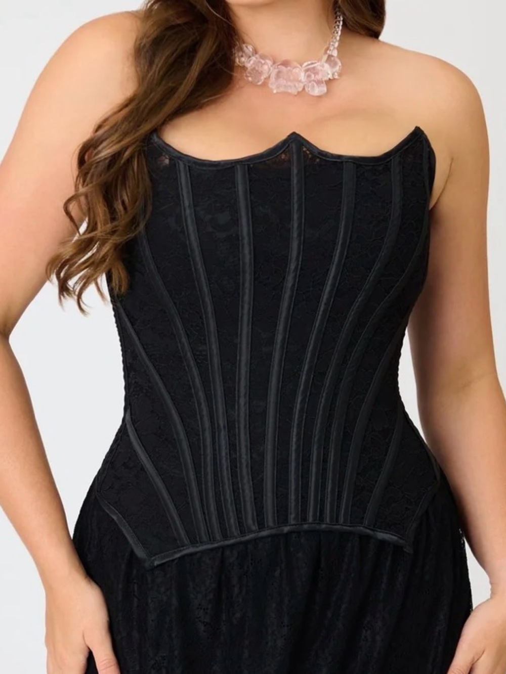 Unique Vintage x Witchwood Bags Black Lace Corset Top